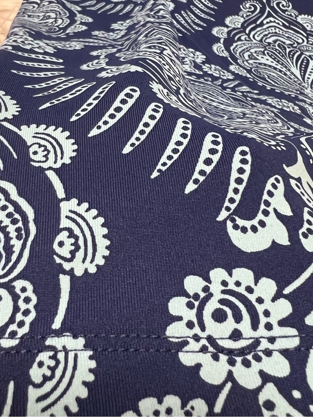 J. McLaughlin Navy and Light Blue Medallion Long Sleeve Dress - Picture 4 of 6